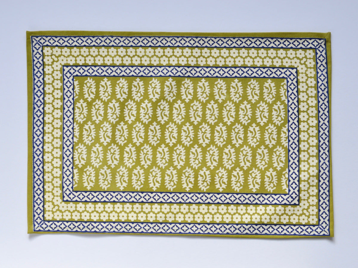 テーブルマット&ナプキン 2人用 / Hand Block Printed Placemats with Napkins 2set No.3