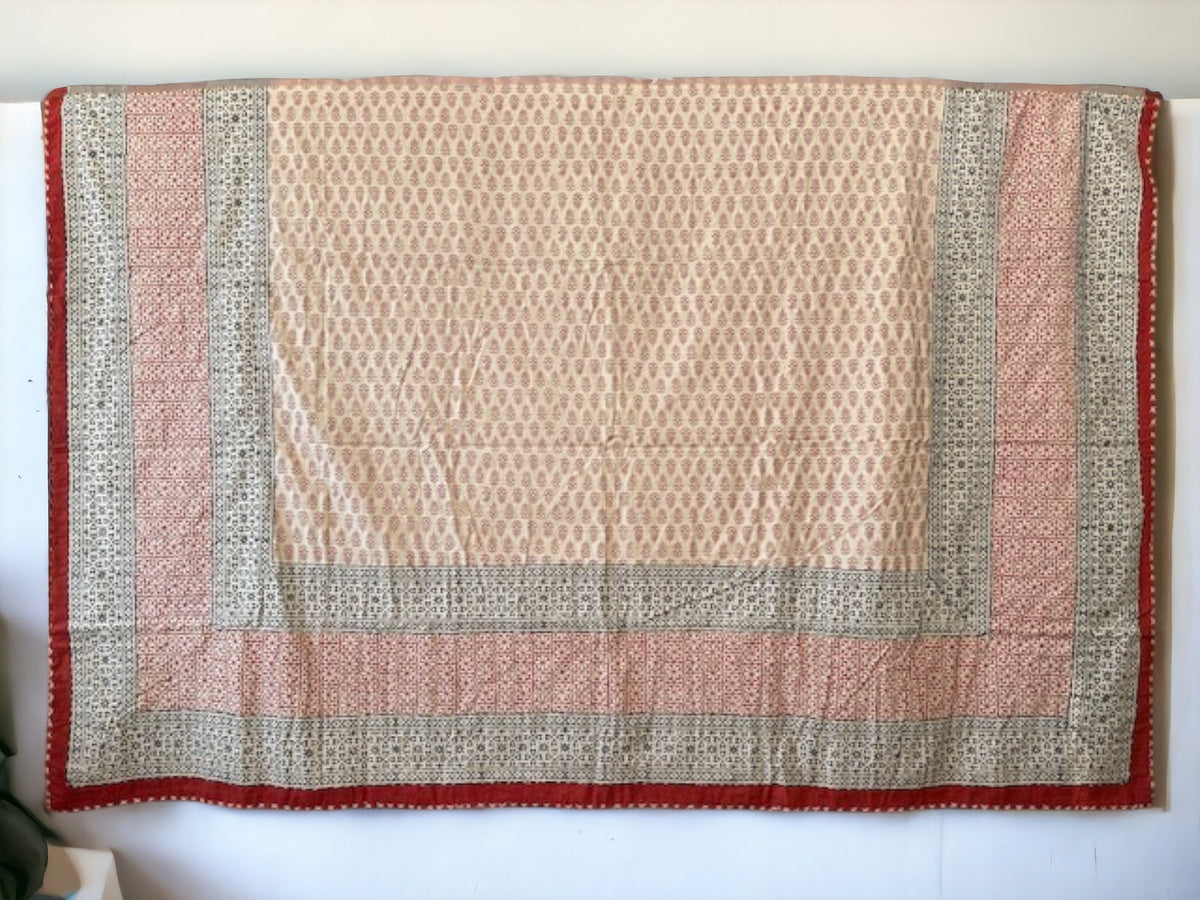 ハンドブロックプリント刺し子マルチカバー GUDRI KANTHA BLOCK