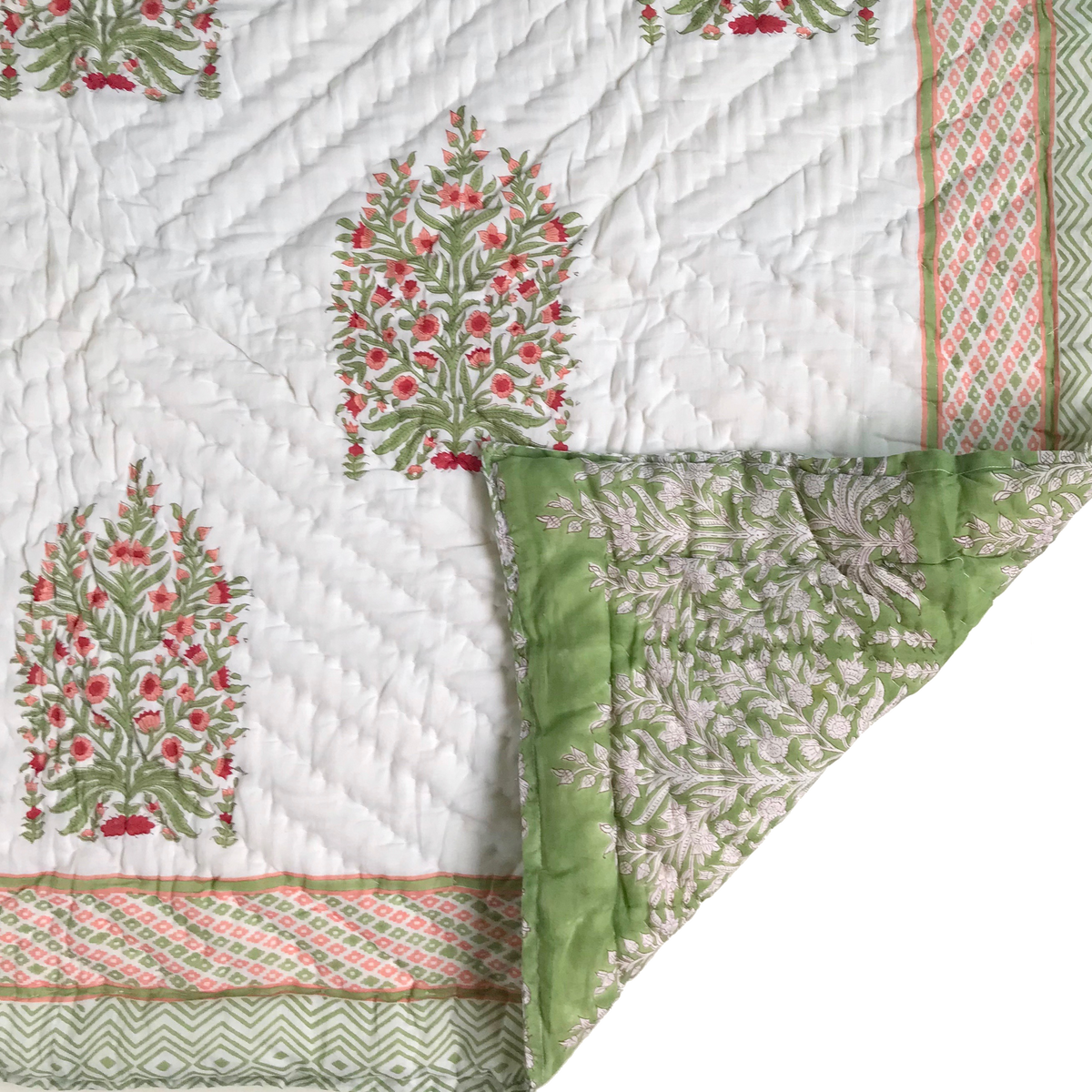 キルトケット・掛け布団 ・シングルサイズ BLOCK PRINTED QUILT キルトケット・掛け布団 ・シングルサイズ BLOCK PRINTED QUILT