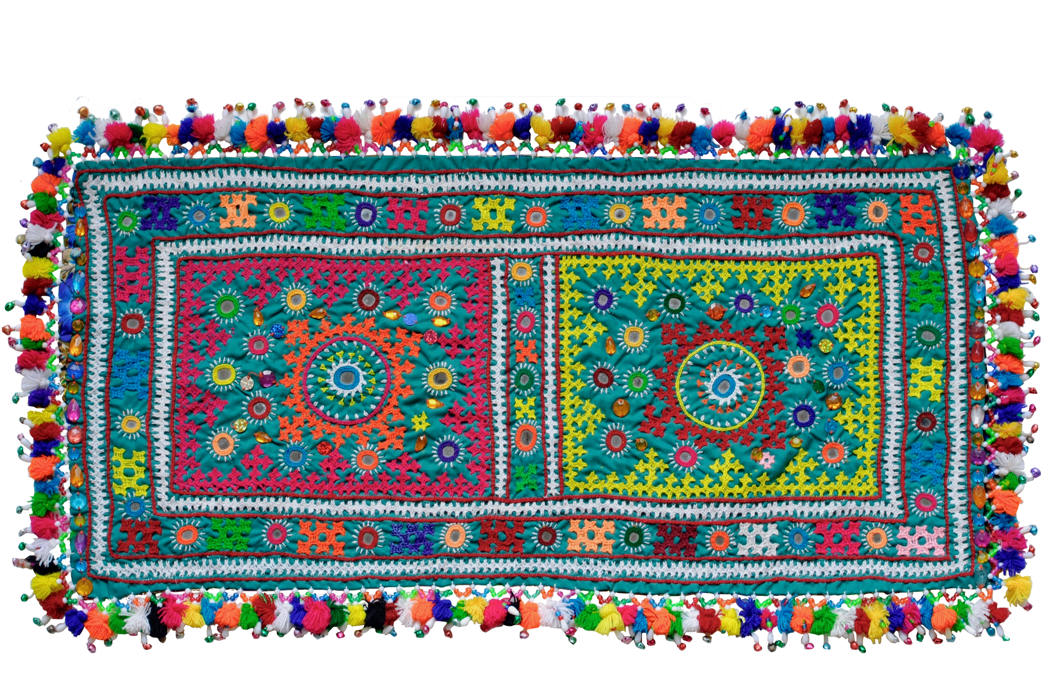 カッチ刺繍　ラグ　未使用　インド　手仕事　値下げ カッチ刺繍ラグ未使用インド手仕事値下げ