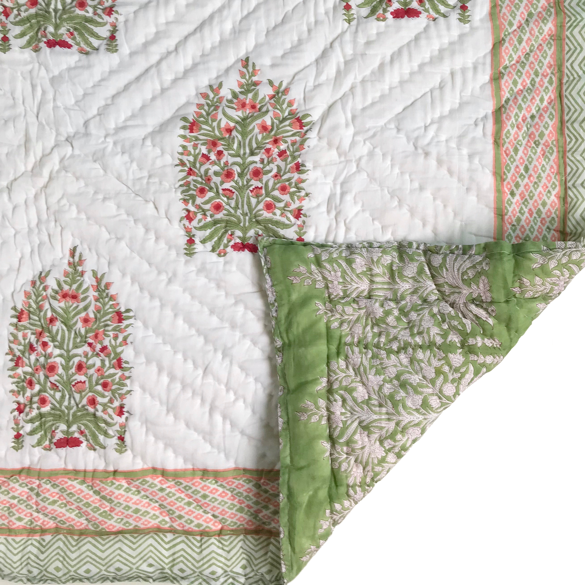 キルトケット・掛け布団 ・シングルサイズ BLOCK PRINTED QUILT キルトケット・掛け布団 ・シングルサイズ BLOCK PRINTED QUILT