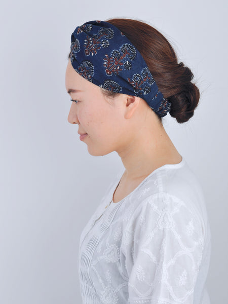 クロスターバン　ヘアターバン　ブロックプリント　アジュラク　TURBAN